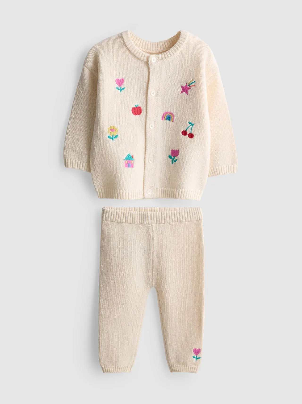 0–18 mois | Gilet et legging brodés en coton nouveau-né