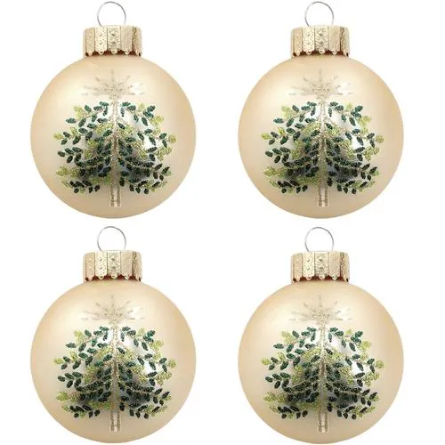 Enchanted Forest® 2.75" Gold with Glitter Tree Glass Ornaments - 4 Pack