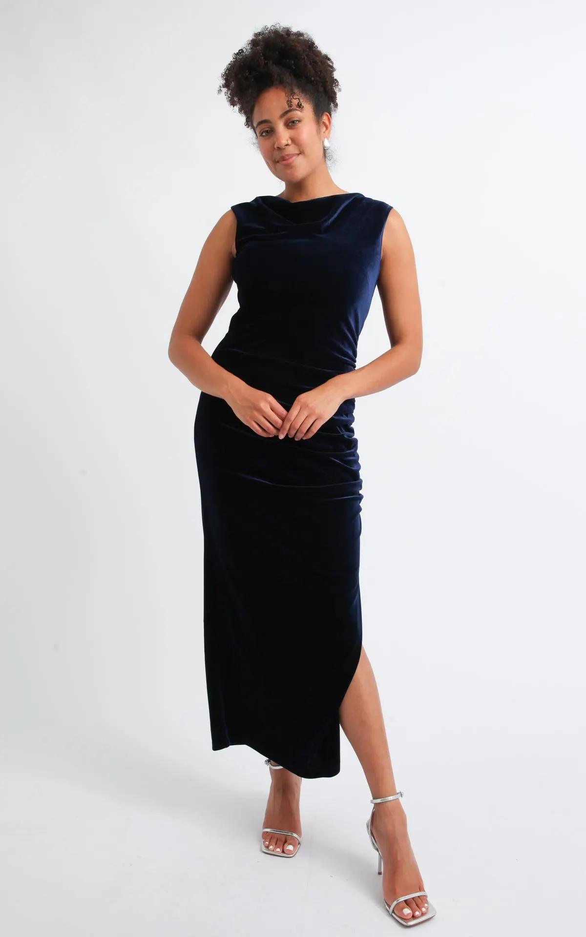 Velvet Cowl Neck Gown