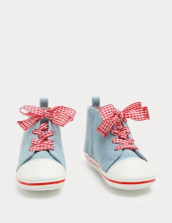 Baby Strawberry High Top Trainer Pram Shoes (0-18 Months)