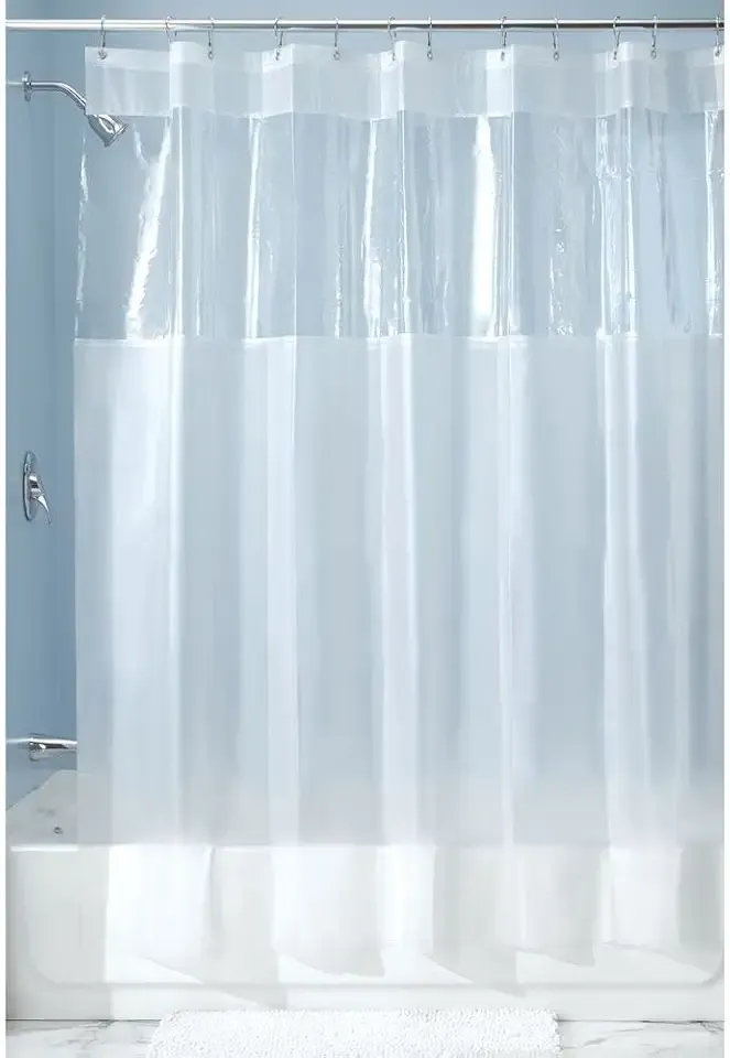iDesign EVA Plastic Shower Liner for Master, Guest, Kid's Bathroom, 72" x 72" - Frost and Clear