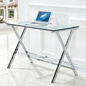 MF - Mesa DELFOS (SU) Cromada con Cristal 110 x 55 cm
