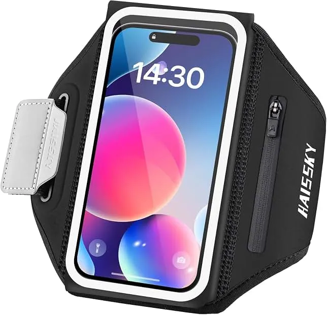 Running Armband with Earphone Bag, 6.9" Phone Holder for iPhone Samsung | Zipper Pocket for Keys & Earphones, TPU Touchscreen & Wa…