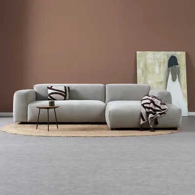 Hoekbank Silvano lichtgrijs chaise longue rechts