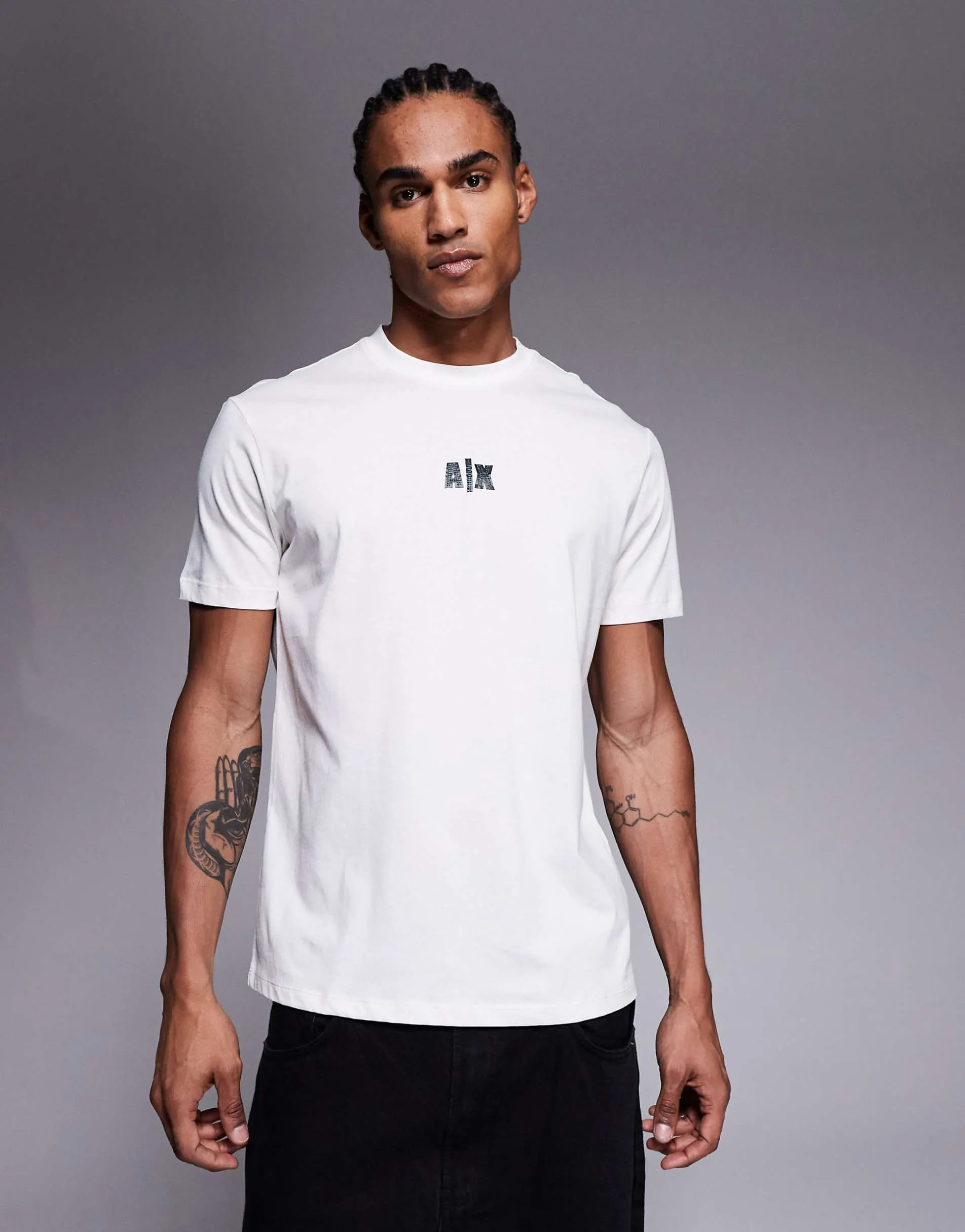 Armani Exchange logo t-shirt in cream