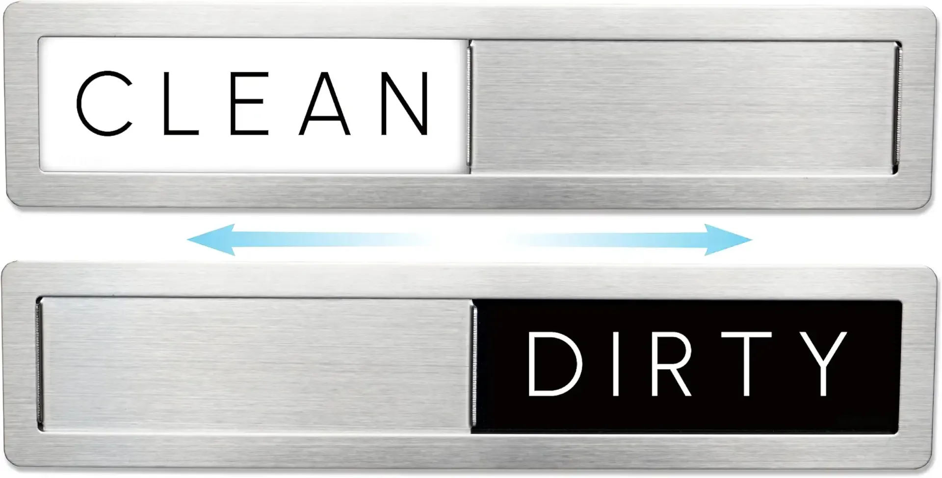 Stainless Steel Dishwasher Magnet Clean Dirty Sign - Premium Magnetic Signs That Say Clean/Dirty - Optional Sticker Adhesive for Non-Metal Surface Dish Washers - Black & White Minimalistic Style