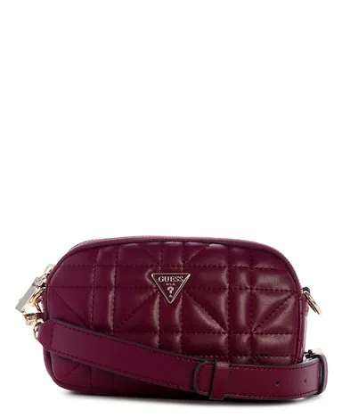 Guess Edita Mini Crossbody Bag In Burgundy