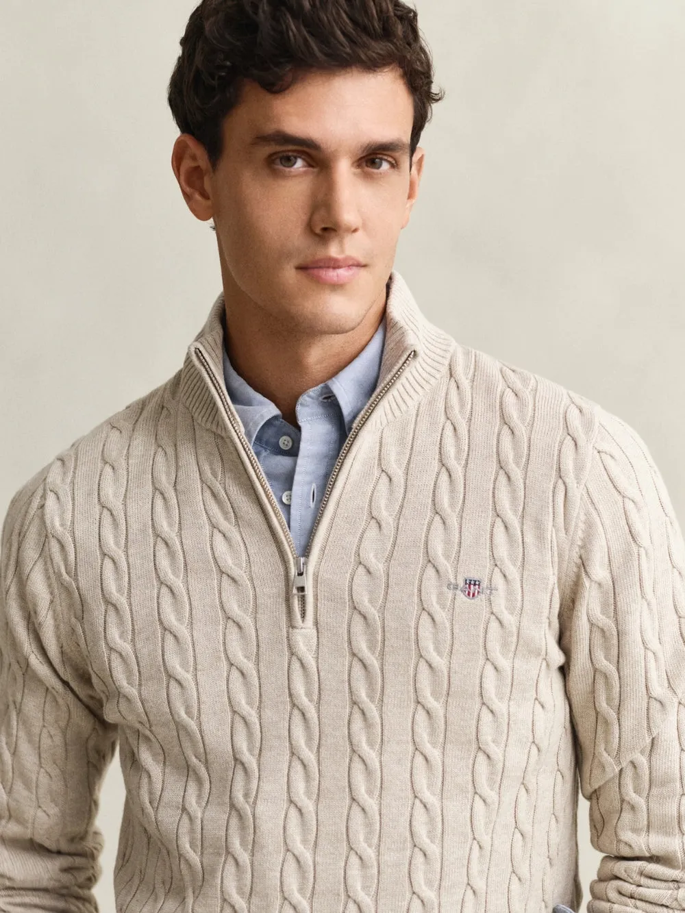 Cotton Cable Half Zip