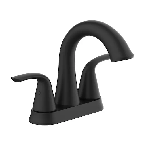 Irena 4-inch Centerset 2-Handle Bathroom Faucet Pop-Up Drain Kit in Matte Black