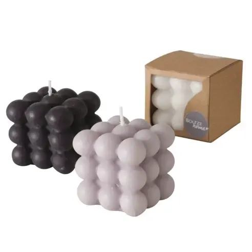 Dekokerze - sortiert - schwarz-grau-weiß - Paraffin