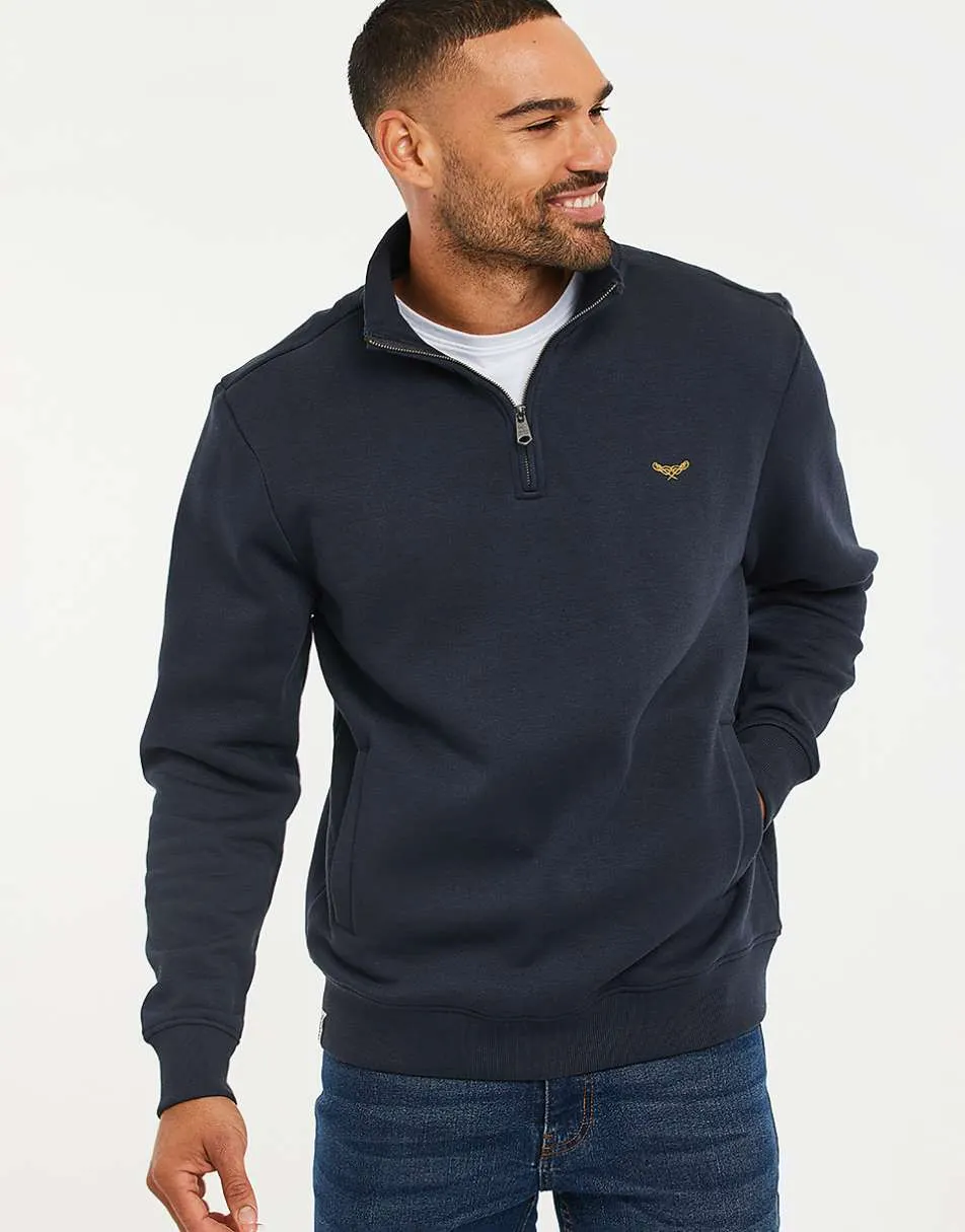 Threadbare Quarter zip sweatshirt in navy