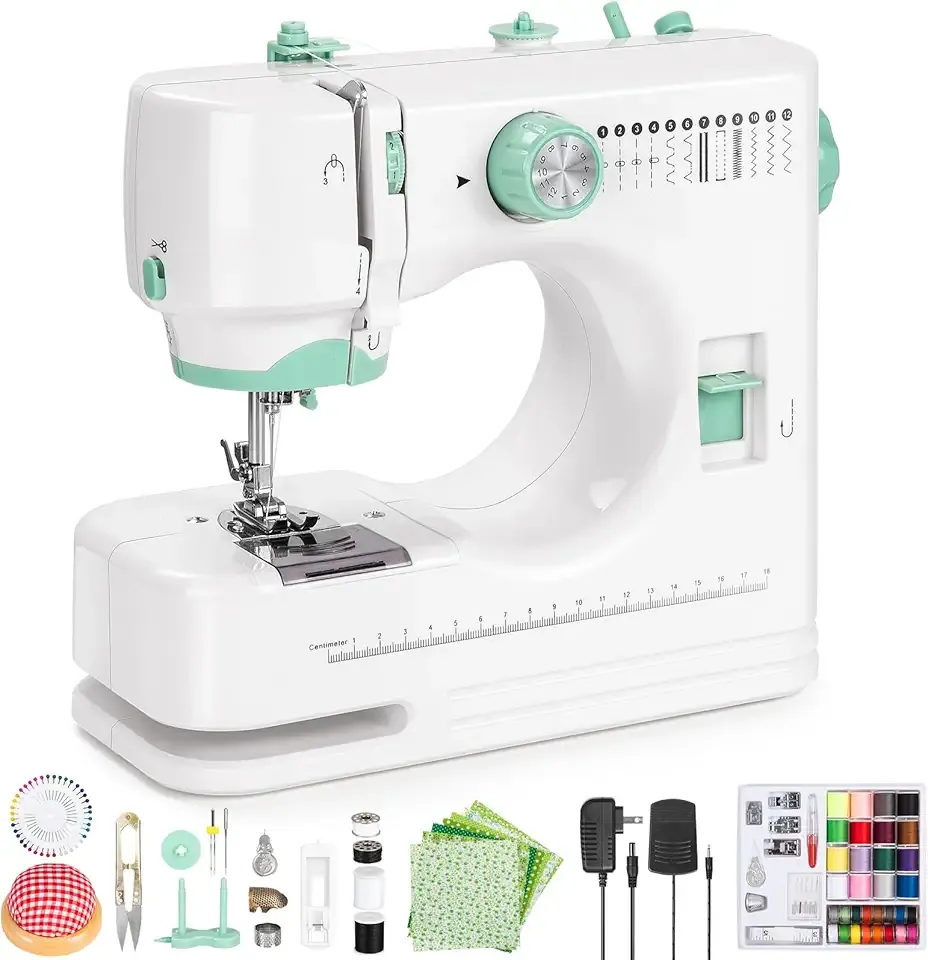 Sewing Machine for Beginners, Mini Sewing Machine with Sewing Kits, Electric Portable Sewing Machine with Full Featured, Built-in 12 Stitches, Twin Needle