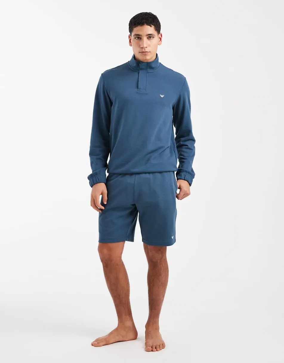 Emporio Armani Bodywear half zip sweater in blue
