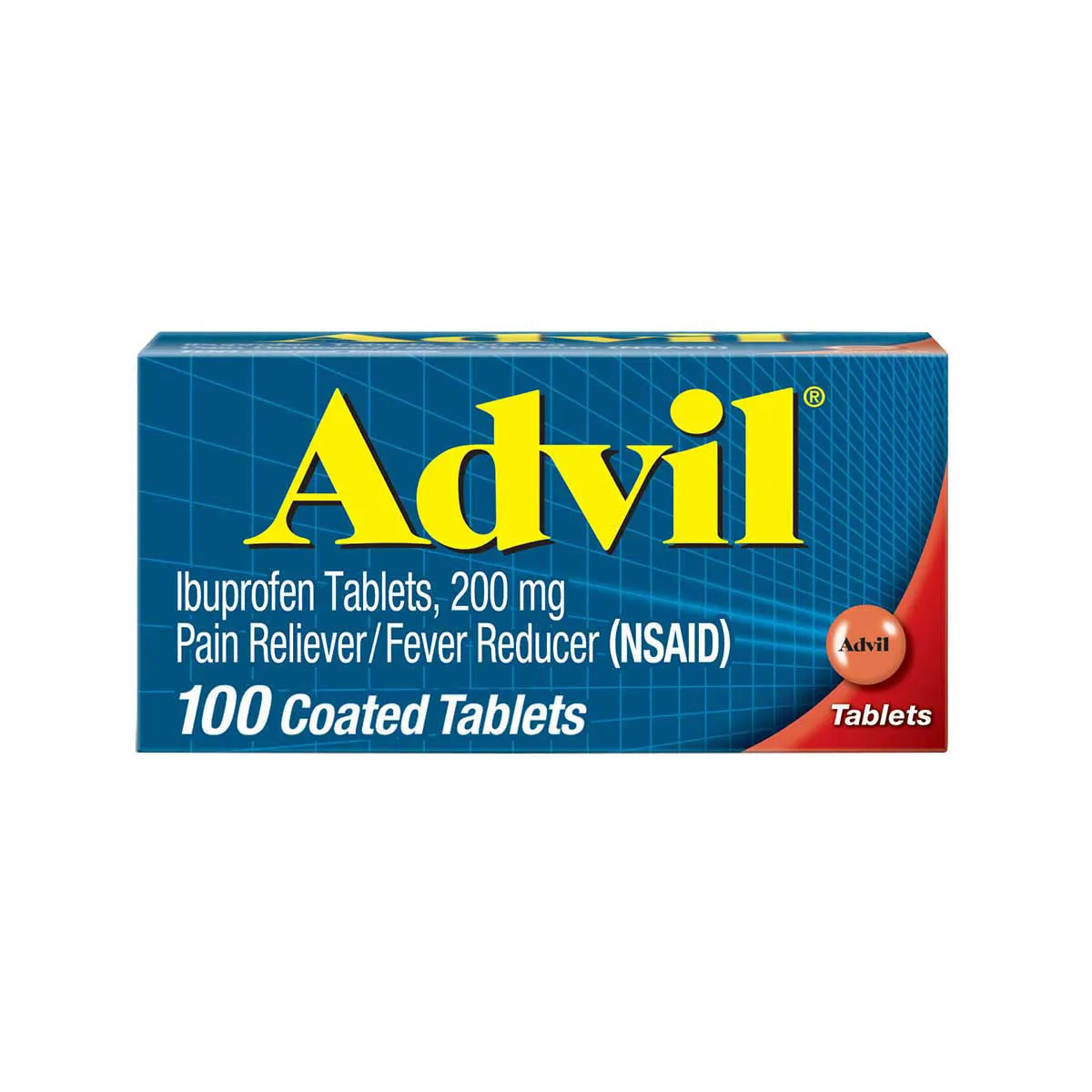 Advil Pain Reliever Fever Reducer, Ibuprofen 200mg Coated Tablets, 100 ct