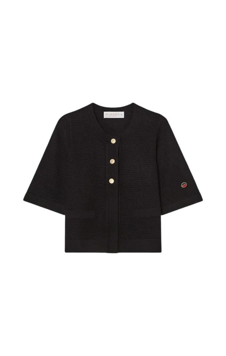 Palmer Textured Cotton Cardigan - Sort