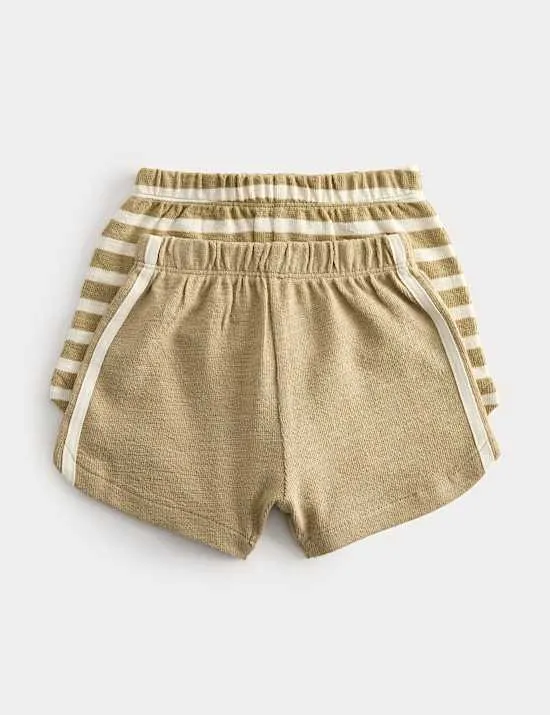 2 Pack Pure Cotton Side Stripe Shorts (0-5 Yrs)