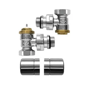 Kit valvole termostatiche manuali a squadra invertita DE'LONGHI 1/2" in ottone cromato argento