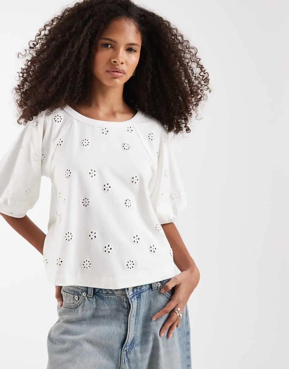 Free People jessie eyelet tee in whisper white
