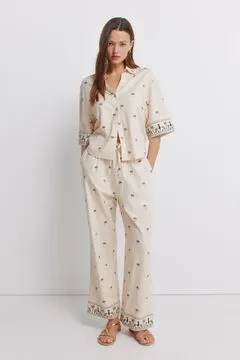Camisa manga corta lino oversize