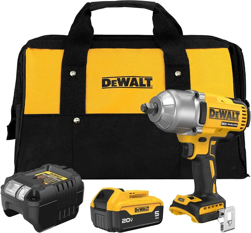 20V MAX Cordless Impact Wrench with Hog Ring Anvil, Brushless High Torque 1/2 Impact Gun, 4-Mode Speed, Includes Battery, Charger and Kit Bag (DCF900P1)