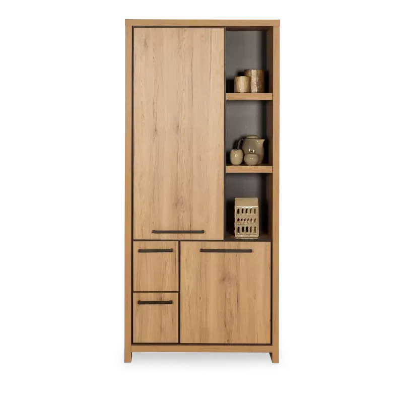 Wandkast Nevada - 90 cm - 2 deuren, 2 laden - Eikenlook Lichtbruin