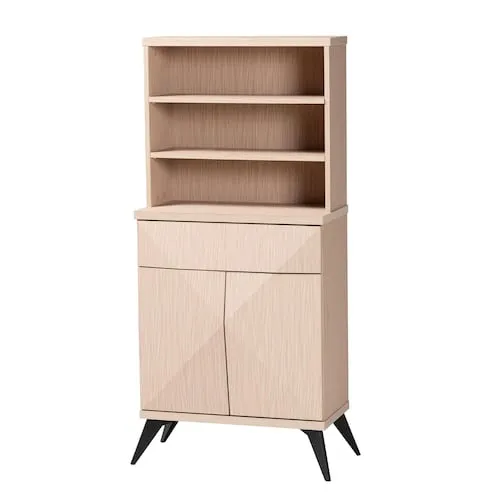 Draper Wood Kitchen Cabinet in Light Brown and Black