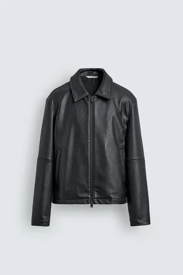REGULAR FIT LEATHER EFFECT JACKET