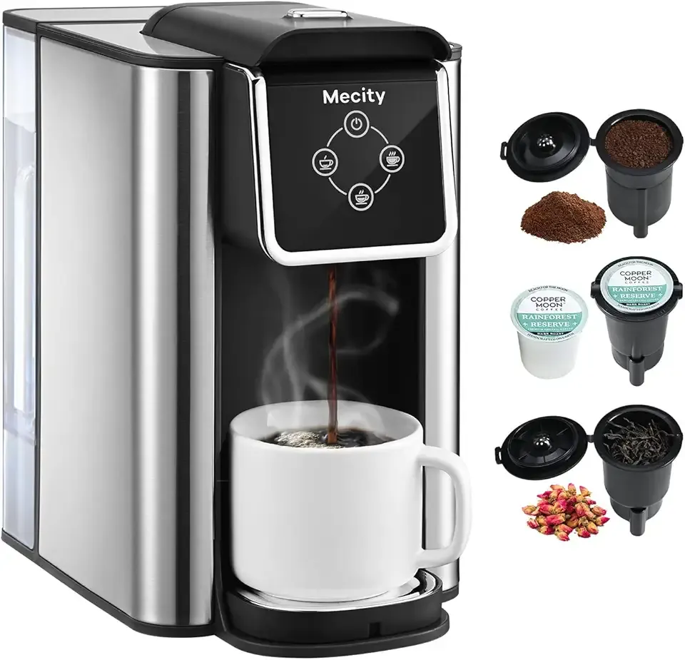 Coffee Maker 3 in 1 Single Serve Coffee Machine, Compatible with K cup Capsules, Instant Coffee Pot, Tea maker, 6,8,10 Oz Cup, Removable 50 Oz Water Reservoir, 120V 1150W