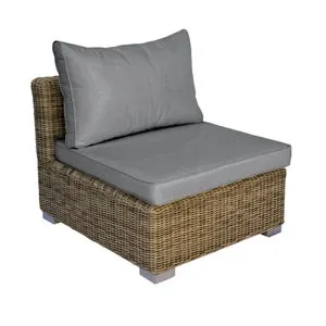 Poltrona da giardino con cuscino grigio Antigua, struttura in rattan sintetico seduta in cotone, L 77 x H 67 x P 84 cm