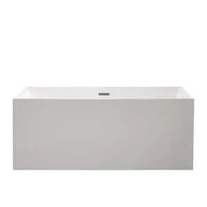Vanity Art Bayonne 5.6-ft. Freestanding Oval Soaker Bathtub with Centre Drain in White/Brushed Nickel