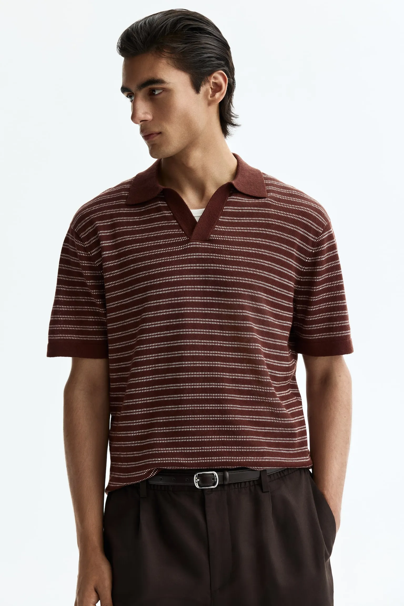Playera polo Regular Fit en mezcla de lino