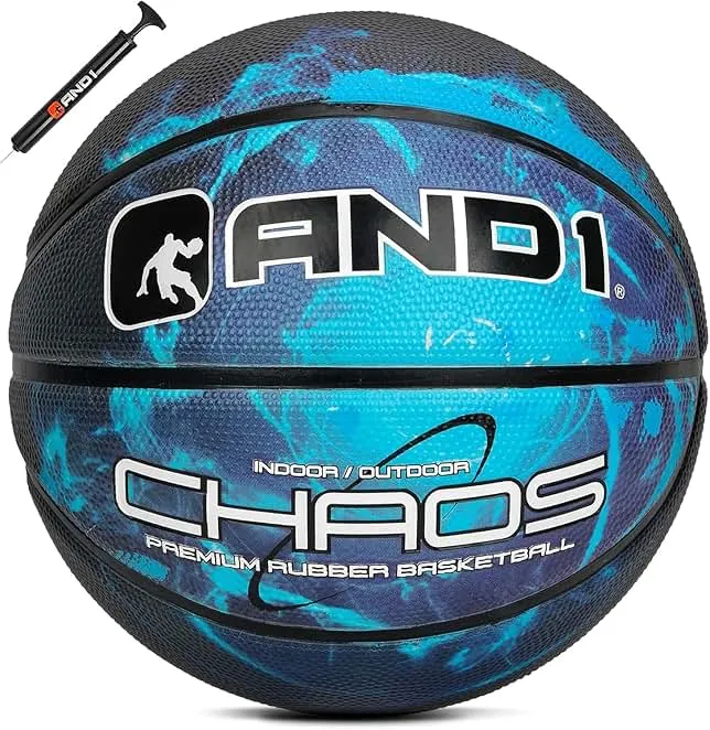 AND1 Chaos Basketball: Official Regulation (29.5 inches) Rubber - Deep Channel Construction Streetball, Made for Indoor Outdoor Basketball Games