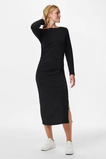 Vestido midi lurex fruncido cadera