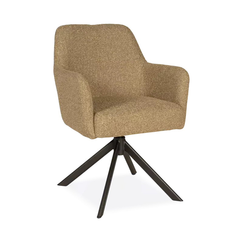 Armstoel Jesse - draaibaar - stof Lodge Curry - pocketvering - poot zwart