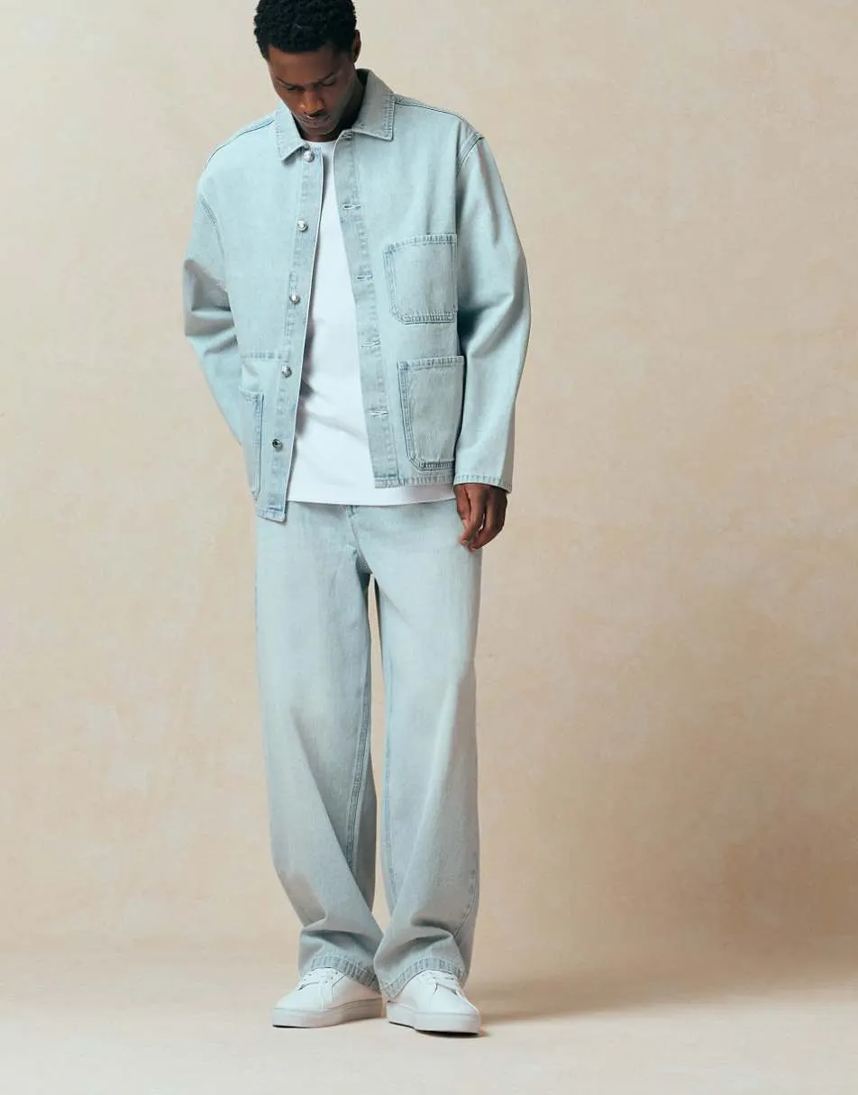 ASOS DESIGN co-ord oversized denim shirt in light wash blue