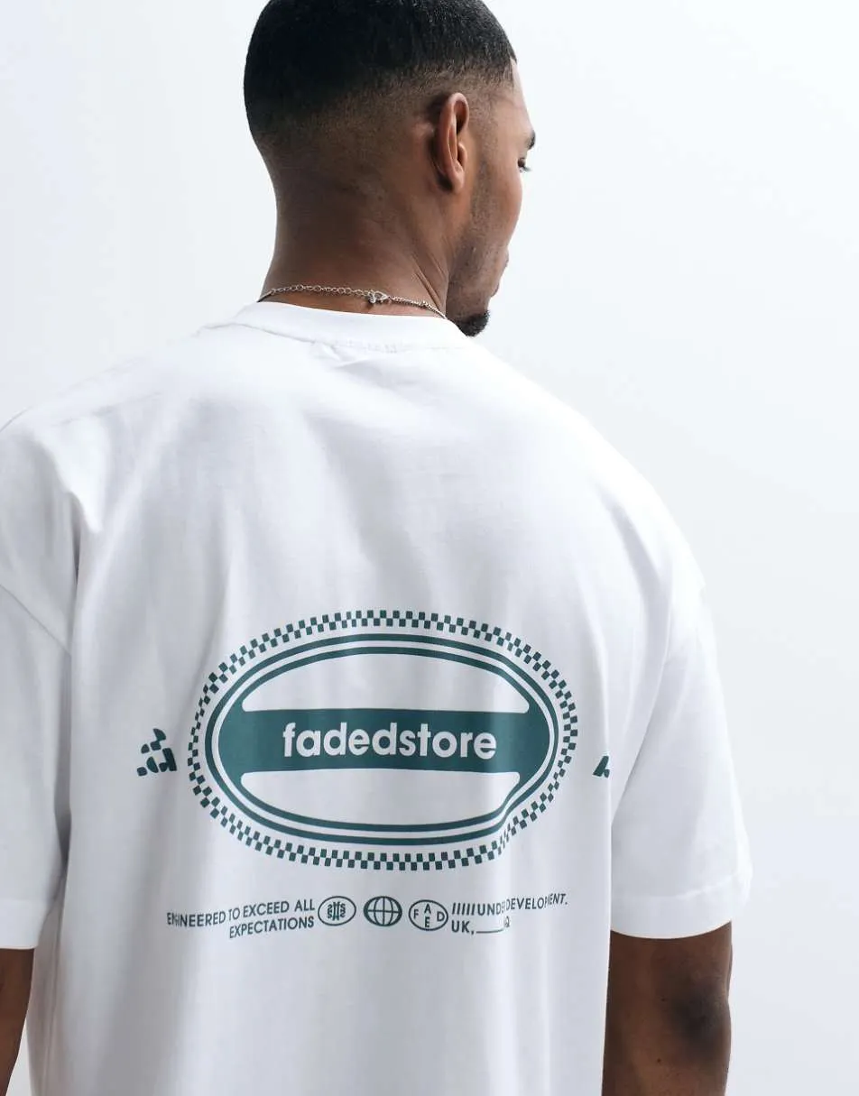 Faded Store oval logo back print relaxed fit t-shirt in white
