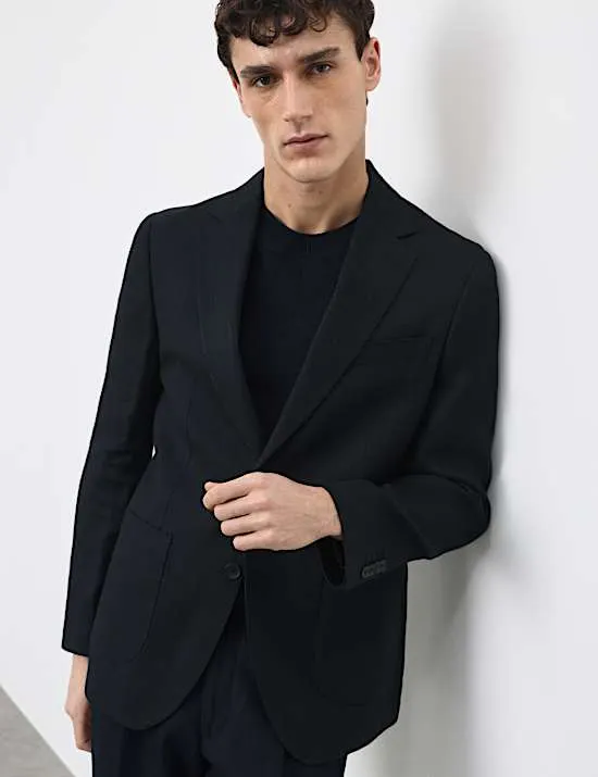 Strukturierter Blazer aus Leinenmischgewebe