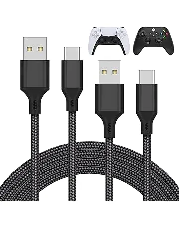 MENEEA Charger Charging Cable for PS5/PS5 Pro Controller,for Xbox Series X/S,for Nintendo Switch 2 Pack 10FT Replacement USB C Cord Nylon Braided Type-C Ports for PlayStation 5 Skin & Protector Sets