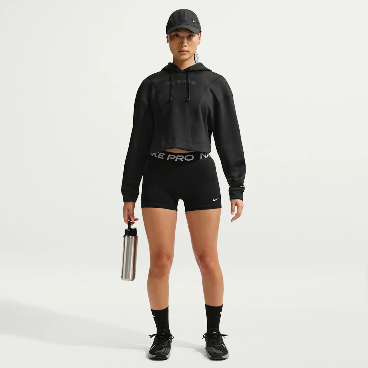 Sykkelshorts med mellomhøyt liv til dame (7,5 cm)