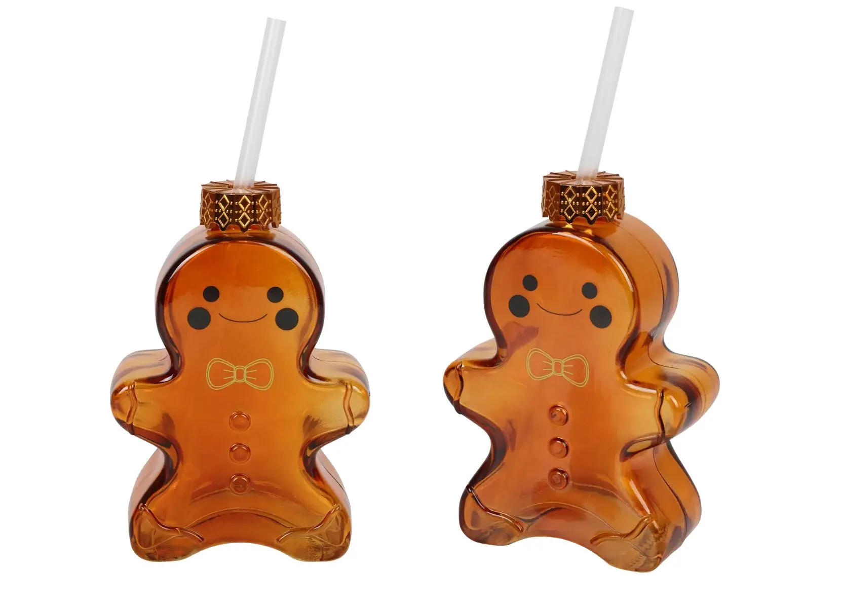 Trinkglas Lebkuchenmännchen mit Trinkhalm