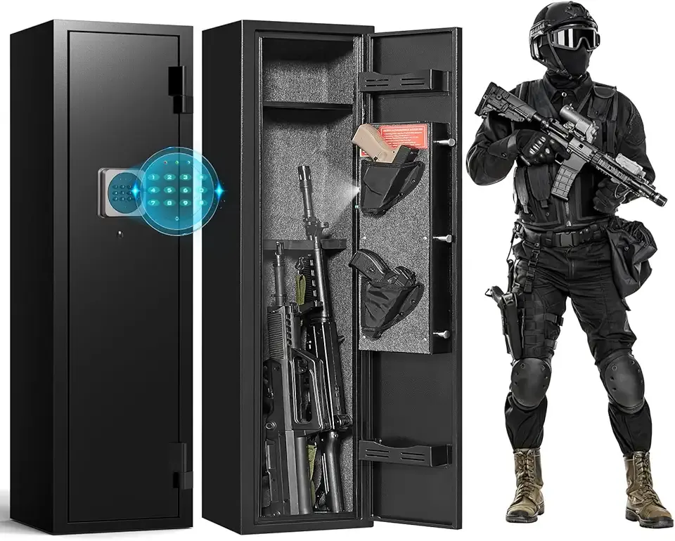 2-3 Gun Safe, Gun Safe for Rifles and Pistols, Gun Cabinets for Rifles and Shotguns with Dual Alarm, Quick Access Rifle Gun Safes for Home, No Assembly Long Firearm Gun Safes