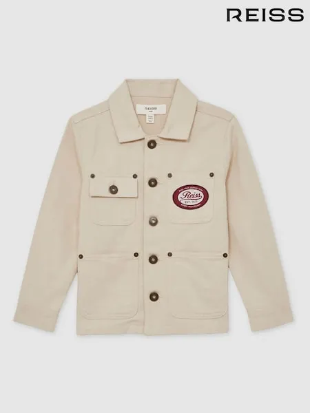 Reiss Off White Copeland 13-14 yrs Denim Motor Cars Overshirt
