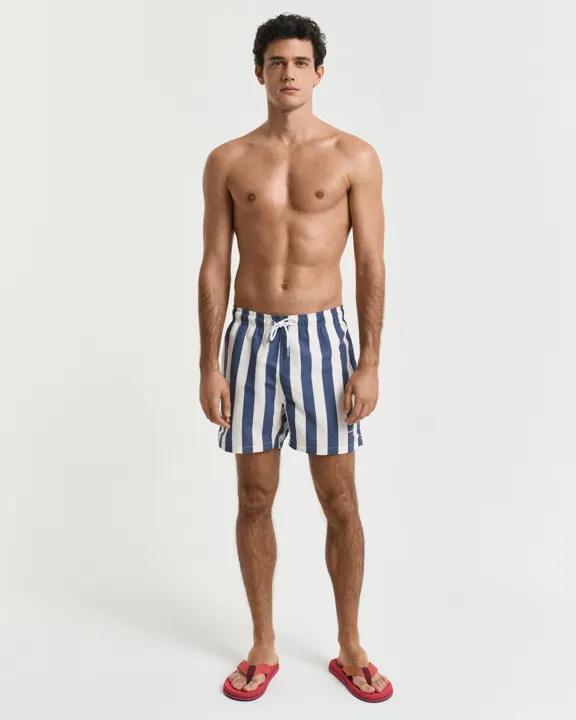 Blockstripet badeshorts