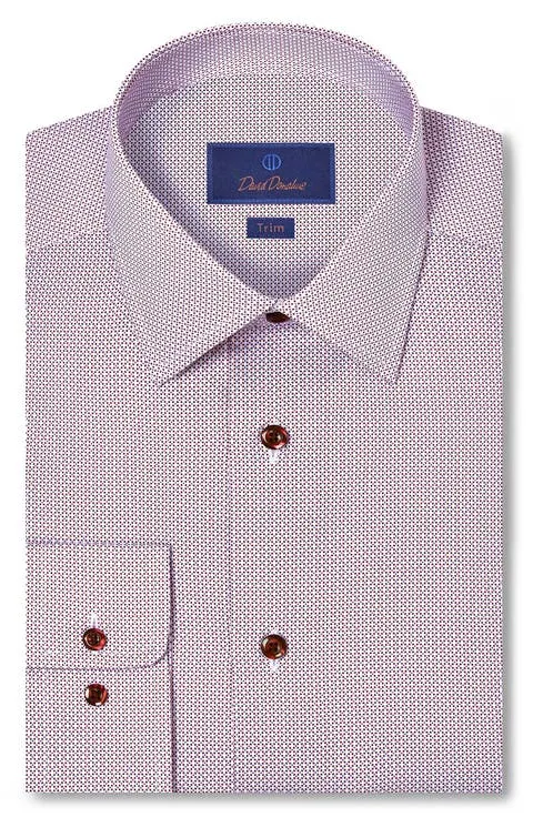Trim Fit Micro Geometric Print Cotton Dress Shirt