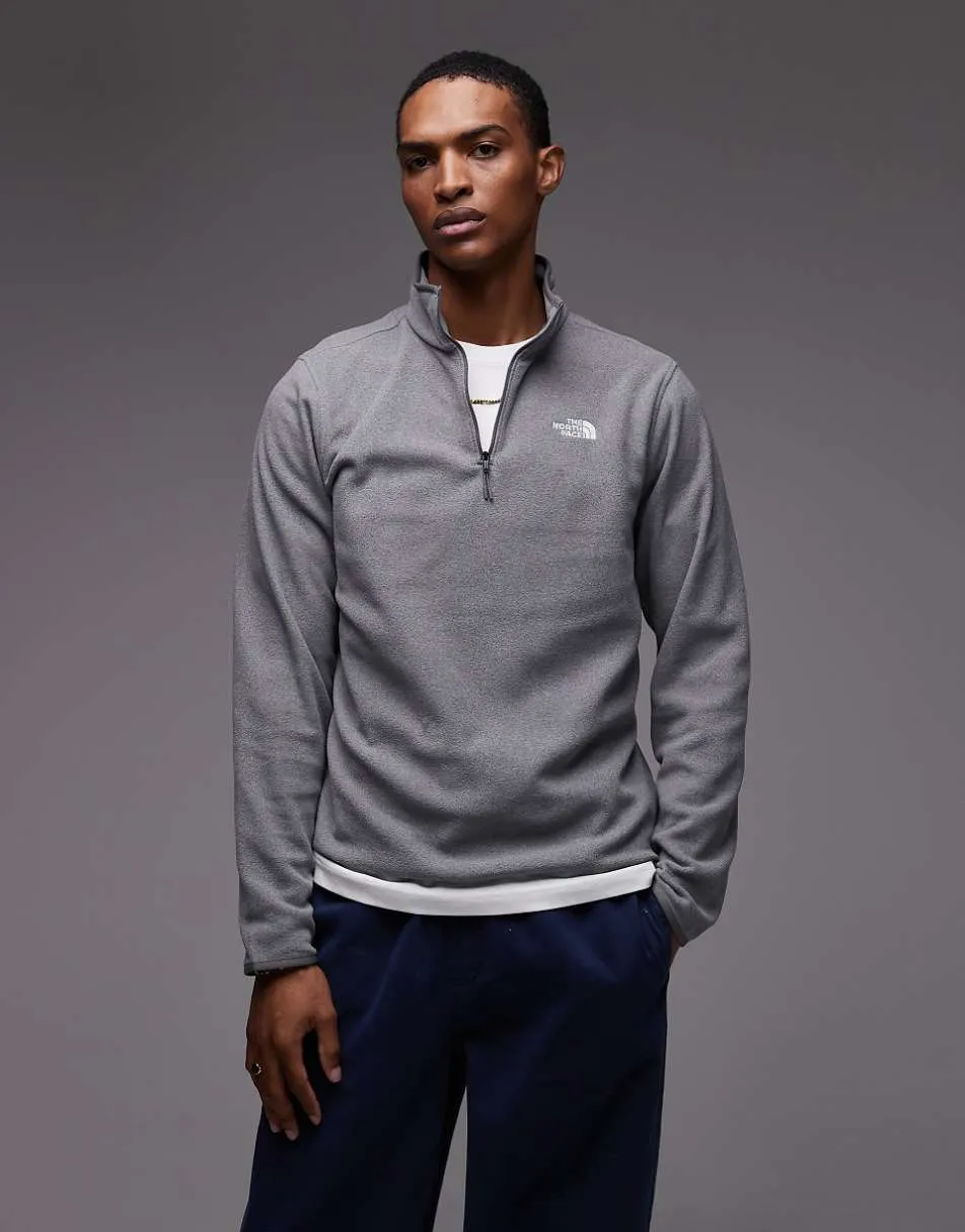 The North Face Glacier 1/4 zip logo fleece in heather grey