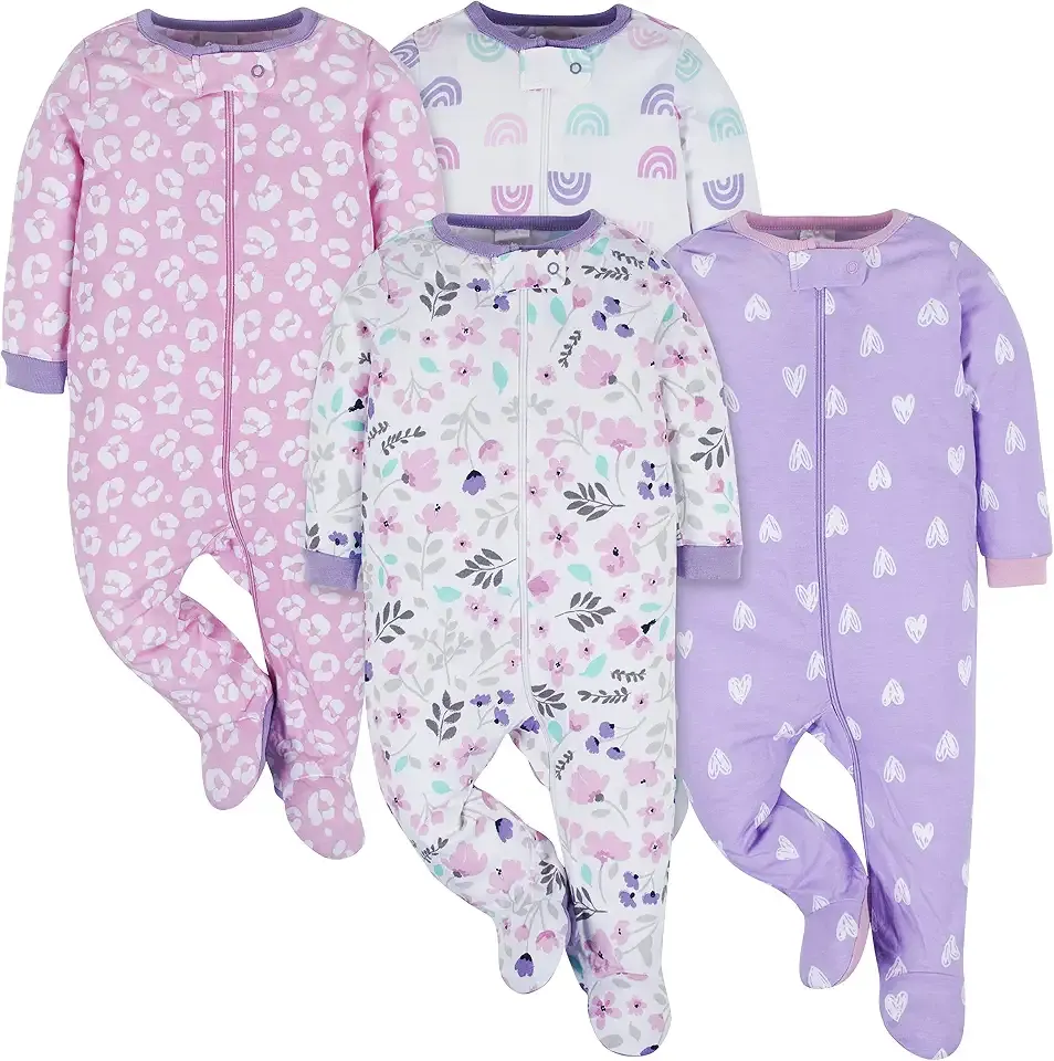 Baby Girls 4-Pack Sleep 'N Play Footies Multi Pack