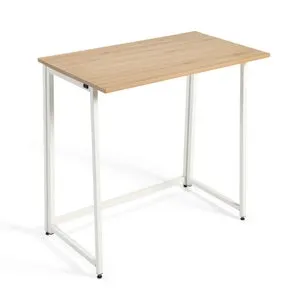 Mesa de Escritorio Plegable Utility Multifuncional para Oficina en Casa, 50 x 80 x 72 cm, Estructura Metálica, con Estante de Almacenamiento, (Taupe)
