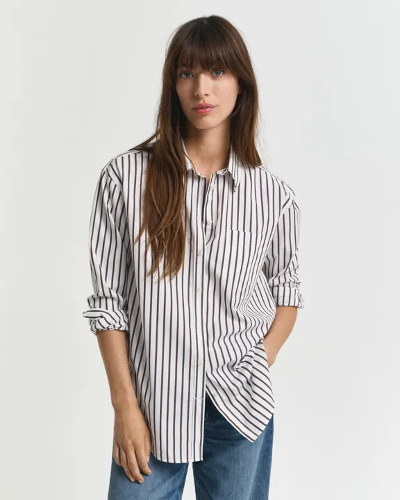 Stripete poplinskjorte i relaxed-fit