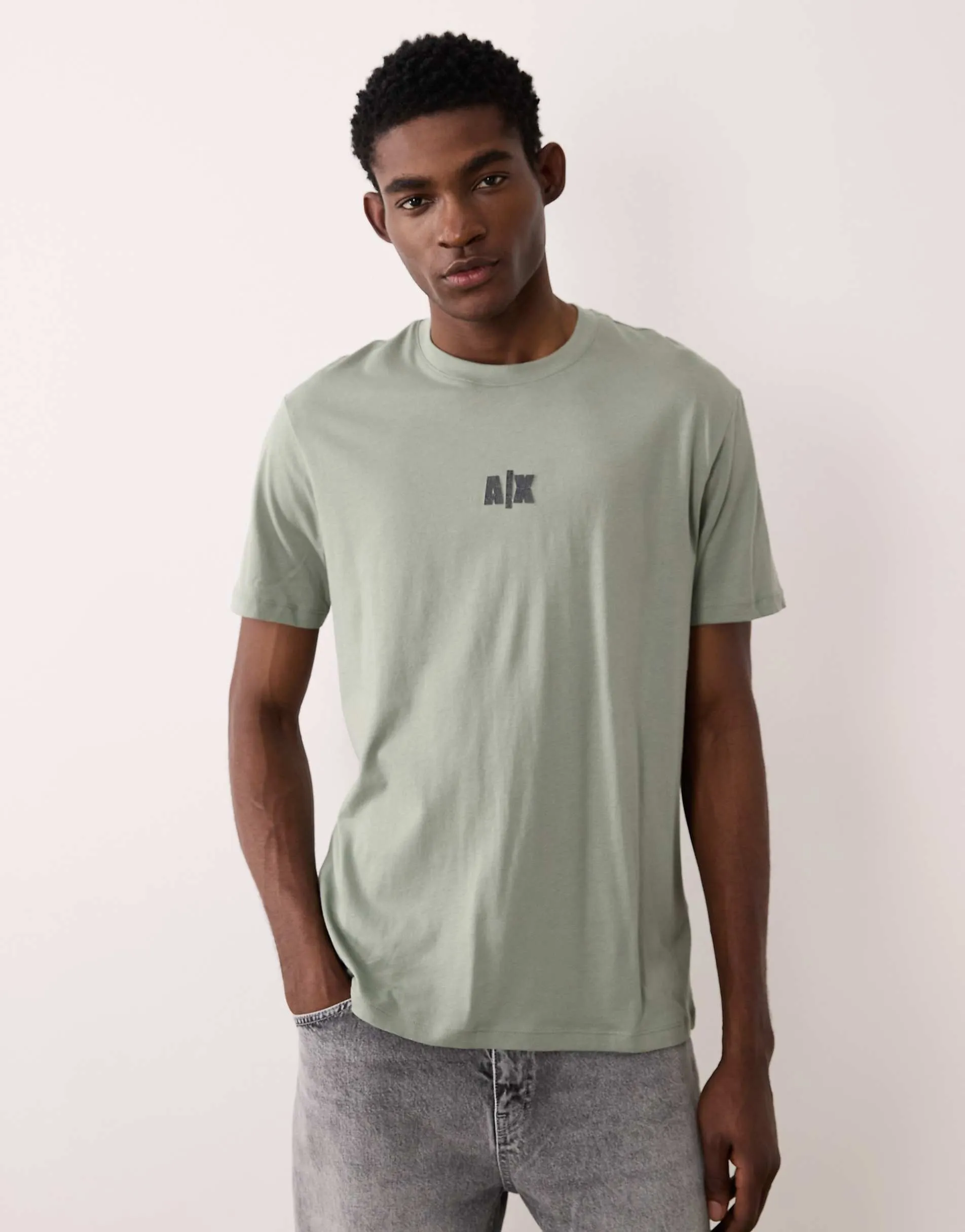 Armani Exchange chest logo t-shirt in green
