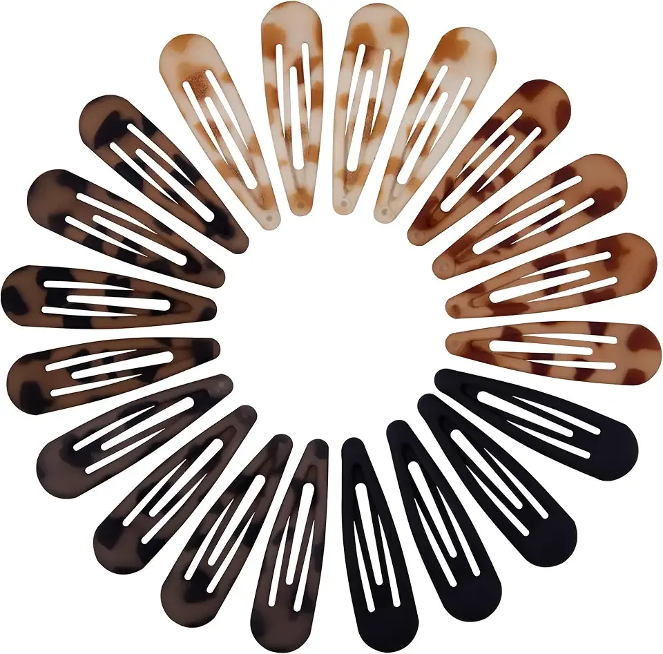 Small Hair Barrettes For Women No Slip Metal Snap Clips For Thin And Fine Hair,Matte Black Tortoiseshell,20 PCS,1.97 x 0.5 Inch.